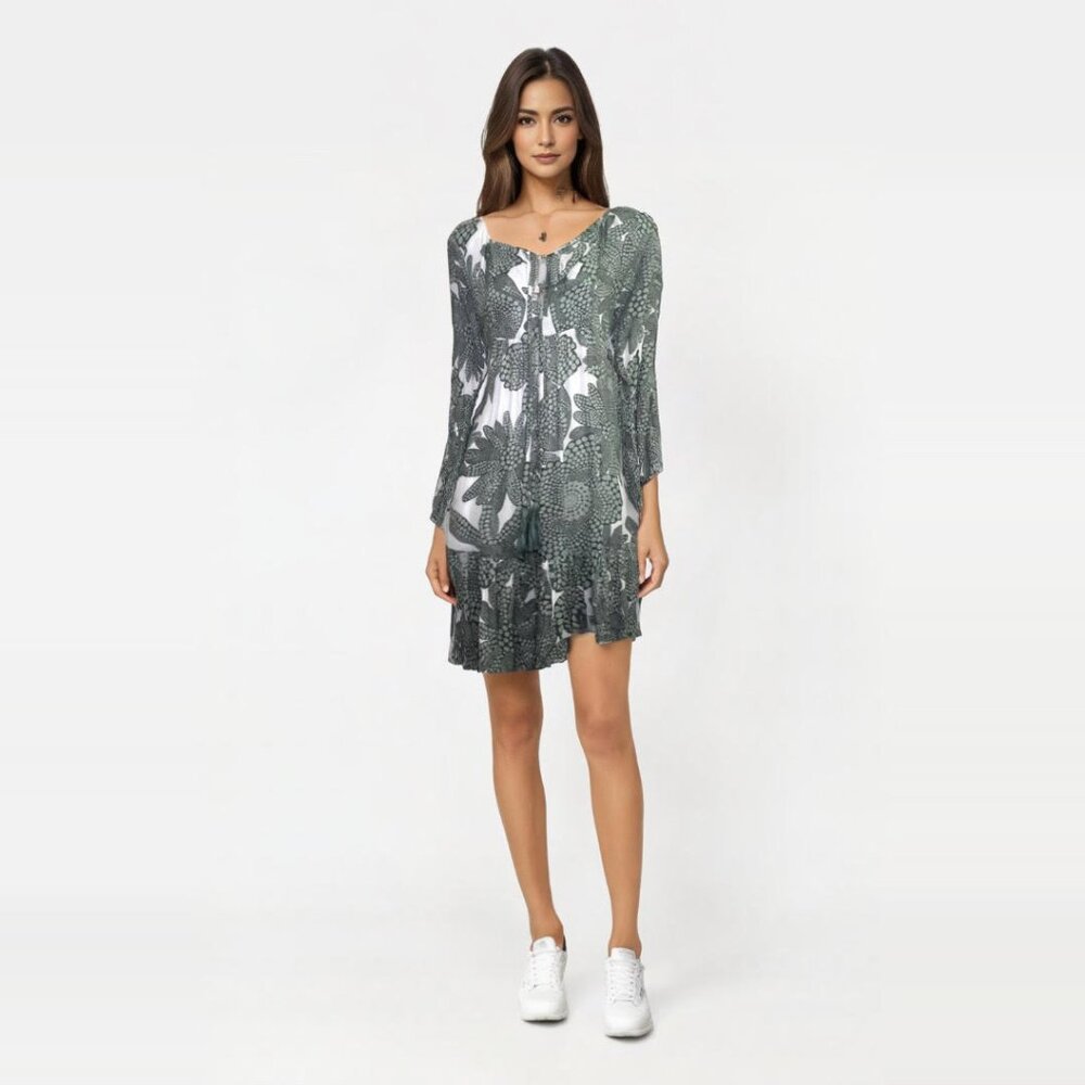 Lani Lau Dhalia Moana Printed Beach Cover Up Dress Size M/L Vacation